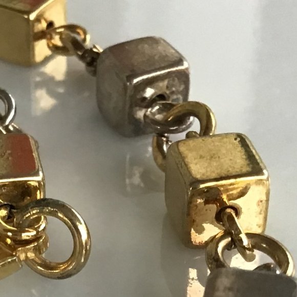 Vintage Napier Gold & Silver Tone Cube Bracelet Signed - Picture 13 of 16